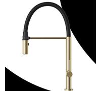 Granitan Scala Kitchen Mixer Tap With Flexible Pull Out Spout, Black And Gold Finish, 470mm, Pack Of 1