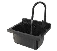 Granitan Sink with Mixer tap and Space for soap Dispenser Garage Cellar Workshop and Laundry Room - Universal washbasin with Siphon - Wall-Mounted washbasin - 42x34x24 cm - Black