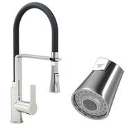 Granitan Vegas Kitchen Mixer Tap With Pull-Out Dual-Function Spout Silver 1Pc