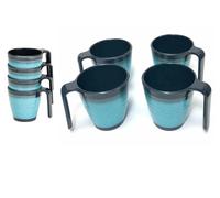 FLAMEFIELD Granite Stacked Mug Set Aqua - Pack of 4 [GA423]