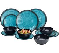 Granite Aqua Premium Plus 12pc Dinner Set Melamine Tableware Dinnerware Caravan Accessories