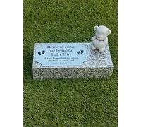 Granite Baby Memorial Teddy Bear Ornament Plaque Personalised