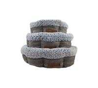 HugglePets Supersoft 50cm Granite Ivory Donut Bed for Dogs | Ultra Soft Oval Plush Dog Bed | Non-Slip Base for Home Dog Comfort Relaxing | Machine Washable Dog Bed | Small Medium Large Dogs