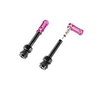 Granite Juicy Nipple Presta Valve Cap and 44mm Valve Stem Set (Pink) | 6061 alloy, doubles as valve core remover, 4-hole stems for tyre inserts, hex keyhole base, multiple colours