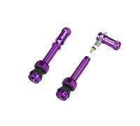 Granite Juicy Nipples Presta Valve Caps and 44mm Matching Stem (Purple)