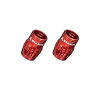 Granite Juicy Nipples Schrader Valve Core Remover Caps, 2 Pcs (Red) | CNC alloy, doubles as dust cap, quick air release button, fits bikes and vehicles