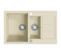 vidaXL Granite Kitchen Sink Double Basin Black