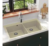 Granite Kitchen Sink Double Basins Beige