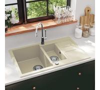 Vidaxl Granite Kitchen Sink Double Basins Beige