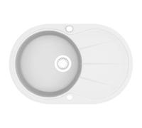 vidaXL Granite Kitchen Sink Single Basin Oval White