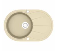 Granite Kitchen Sink Single Basin Oval Basket Strainer Multi Colours vidaXL