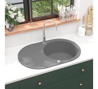 Granite Kitchen Sink Single Basin Oval Basket Strainer Multi Colours vidaXL