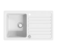 vidaXL Granite Kitchen Sink-Reversible Design Cream White Single Basin with Drainer-Heat- Easy-Clean Overmount 765x460 mm