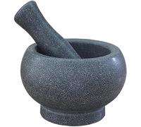 Granite Large Mortar and Pestle Set, Black Guacamole Grinding Stone, 6.3 Inch 7.2 Lb Heavyweight Kitchen Tool