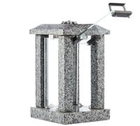 Granite Memorial Lantern with Flower - Grave Ornaments for Cemetery Novecrafto Grey One Size