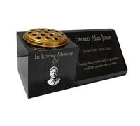 Granite Memorial Vase & Plaque Combo - 16×6×6″ Solid Polished Black Granite Tribute with Removable Flower Insert & Personalisation