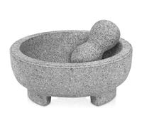 Granite Mortar and Pestle Set Guacamole Bowl Molcajete 8 Inch-4 Cup Natural Stone Grinder for Spices, Seasonings, PastesPestos and Guacamole