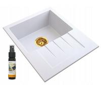 Granite Sink Granitan Milano Single Bowl With Gold Drain White 1Pc