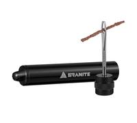 Granite Suture Aero Tyre Plug Kit with Integrated CO2 Inflator, Tubeless Tyre Repair Kit with 2 Size Plugs, CO2 Tyre Inflator Works with Presta Valve (Black)