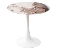 Granite Top Round Pedestal Dining Table with Metal Tulip LegsPerfect for Living Room Kitchen & CafeStylish Durable & SpaceSaving Design