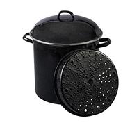 Granite Ware 15 Qt Heavy Gauge Seafood, Tamale, Steamer Pot with Lid and Trivet. (Speckled Black) Enamelware. Stainless Steel. Suitable for Cooktops, Oven to table. Dishwasher Safe.