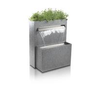 Granite Waterfall Planter Water Feature Lights Plant Pot Fountain 89cm Primrose Light Grey One Size