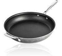 Granitestone Nonstick 14 Inch Frying Pan with Lid Ultra Durable Mineral and Diamond Triple Coated Surface, Family Sized Open Skillet, Oven Safe, Large, Black