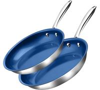 Granitestone Stainless Steel Nonstick Fry Pan Set, Tri-Ply Base, Stainless Steel 10” & 11” Skillets with Nonstick Mineral Coating, 100% PFOA Free, Induction, Oven & Dishwasher Safe …