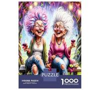Grannies Wine Fun 1000 Piece Classic Jigsaw Puzzle Playful Senior Joy Puzzle for Adults Recycled Cardboard Adult Educational Challenge Fun Present Home Activity Great Gift for Beginners 38x26cm/1000pc
