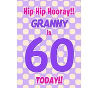 Granny 60th Birthday Card (Purple Spots) - Gift Idea Greeting Blank Inside Envelope Included UK