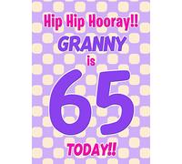 Granny 65th Birthday Card (Purple Spots) - Gift Idea Greeting Blank Inside Envelope Included UK