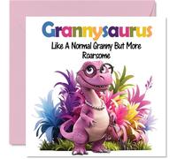 Granny Birthday Card - Roarsome Grannysaurus - Happy Birthday Card for Granny Gran from Grandson Granddaughter, 145mm Dinosaur Bday Greeting Cards