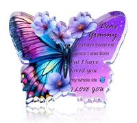 Granny Birthday Gifts, Granny Gifts on Mother's Day, Butterfly Shape Acrylic Plaque Signs with Violet Flower, Gifts for Grandma from Grandchildren, Granny Gifts for Birthday Valentines Christmas