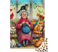 Granny Cats 1000 Piece Jigsaw Puzzle For Adults Challenging Game Stress Relief Puzzle Exercise The Memory of The Brain for The Whole for Women, Gifts for Men 500pcs (52x38cm)