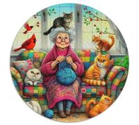 Granny Cats 1000 Piece Jigsaw Puzzle For Adults Family Challenge Toys Stress Relief Puzzle Exercise The Memory of The Brain for Adults And Kids, Age 12 Years Up 1000pcs (67.5x67.5cm)