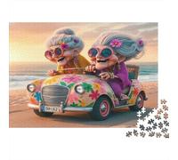 Granny Floral Car Ride 1000 Piece Jigsaw Puzzle Convertible Fun Challenging Brain Exercise Recycled Cardboard for Kids Ages 12+ 52x38cm/1000pcs