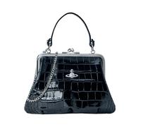 Vivienne Westwood Granny Frame Embossed Croc | leather Handbag | black