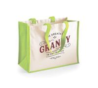 Granny Gift Bag Birthday Bag Personalised Present Mother’s Day Gift Idea Funny Novelty Gift Granny Keepsake 42 x 33 x 19cm (Green)