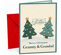 Granny & Grandad Christmas Card, Cute Trees Tree-mendous