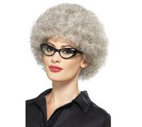 Granny Grandad Old Man Old Woman Comedy Grey Afro Wig Adults Fancy Dress