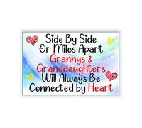 Granny Granddaughter Fridge Magnet Gift - Side By Side Or Miles Apart - Novelty Fun Birthday