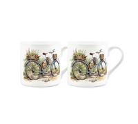 Granny & Grandpa Mugs Set - Painted Bicycle Outdoors Nature Gift - Bone China Tea/Coffee Cup Present