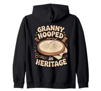 Granny Hooped in Heritage Embroidery Heritage Craft Zip Hoodie