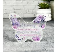 Granny Miss You Memorial Purple Flowers Butterfly Plaque Sympathy Keepsake Gift - Small Gifts For Him For Her, Present, Acrylic Plaque, Unqiue Gift, Ornament, Décor, Plaque, trinket, Keepsake Gift