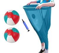 Granny Pants Outdoor Game Sets For Adults Kids, Freaky 1 Pant Game With 2Throwing Bouncy Balls & 1 Pumps, the Ultimate Party of Family Reunion Backyard Field Day Games (Blue)