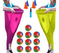 Granny Pants Yard Game, 1/2/3/4 Funny Giant Stretchy Pants with 5/10 Bouncy Balls & 1 Ball Inflator, Family Reunion Fun for Outside Backyard Field Day Family Party Games for Kids Adult (2 pants set-B)
