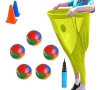 Granny Pants Yard Game, 1/2/3/4 Funny Giant Stretchy Pants with 5/10 Bouncy Balls & 1 Ball Inflator, Family Reunion Fun for Outside Backyard Field Day Family Party Games for Kids Adult (1 pants set-A)