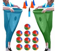 Granny Pants Yard Game, 1/2/3/4 Funny Giant Stretchy Pants with 5/10 Bouncy Balls & 1 Ball Inflator, Family Reunion Fun for Outside Backyard Field Day Family Party Games for Kids Adult (2 pants set-A)