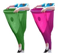 Granny Pants Yard Game, 1/2/3/4 Funny Giant Stretchy Pants with 5/10 Bouncy Balls & 1 Ball Inflator, Family Reunion Fun for Outside Backyard Field Day Family Party Games for Kids Adult (2 pants-D)