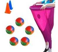 Granny Pants Yard Game, 1/2/3/4 Funny Giant Stretchy Pants with 5/10 Bouncy Balls & 1 Ball Inflator, Family Reunion Fun for Outside Backyard Field Day Family Party Games for Kids Adult (1 pants set-B)